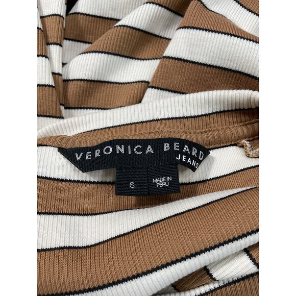 Veronica Beard 'Delano' White Stripe Stretch Cotton Puff Sleeve Top Size S - Picture 4 of 5